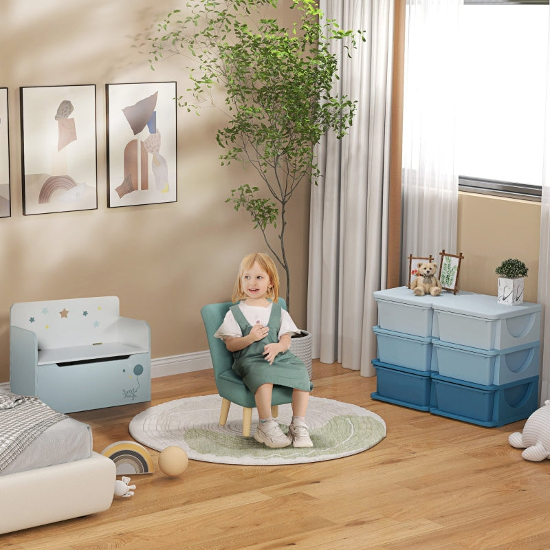 Plastic storage box, 6 drawers, toy organizer, blue
