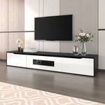 TV Cabinet High-Gloss 180cm Wall-Mounted LED USB - Black/White