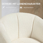 Armchair Lounge Chair, 360° Swivel with Armrests & Metal Legs, Linen Look Cream White