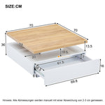 Multifunctional Swivel Coffee Table with Storage, White and Walnut