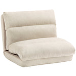 Folding Floor Chair, 6-Level Adjustable, Thick Padding, Bed Function, Beige Linen