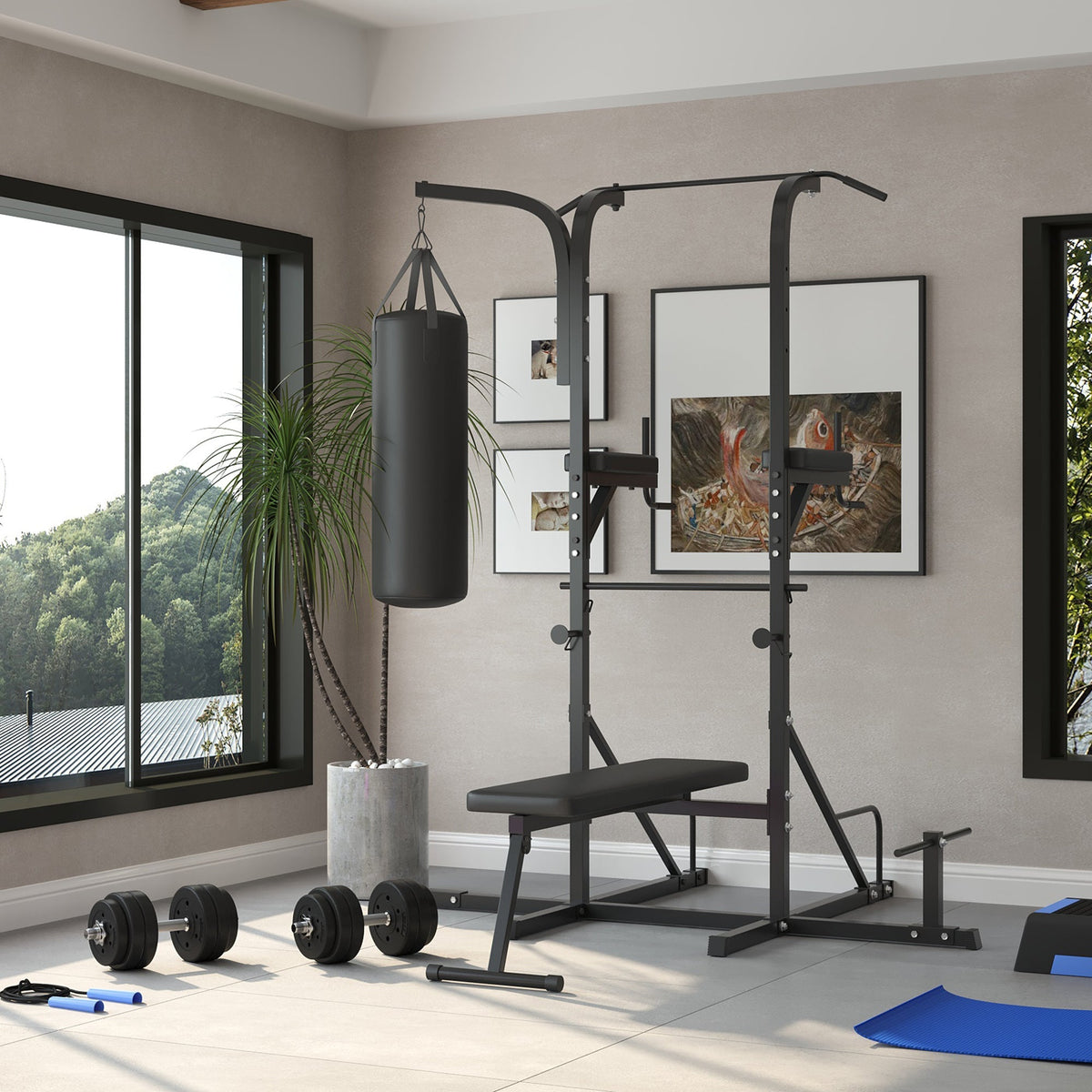 Dumbbell Set 30KG Weight Plates for Home & Gym, Steel PU Black