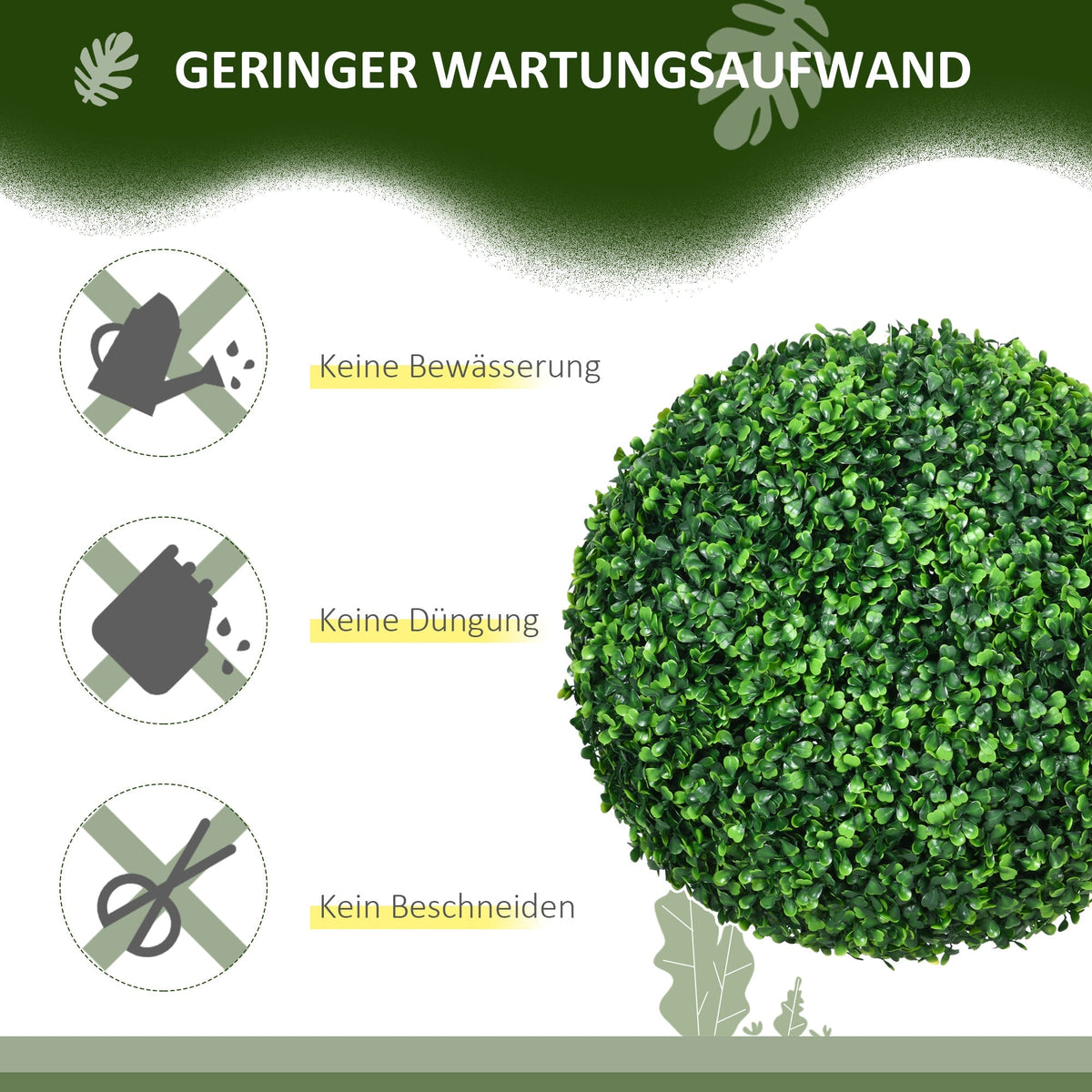 Boxwood Ball Set 2 Artificial Plants UV Protection Indoor/Outdoor, Green