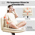 Armless Office Chair, Extra Cushion, Height Adjustable, Rollable, Faux Leather, Beige