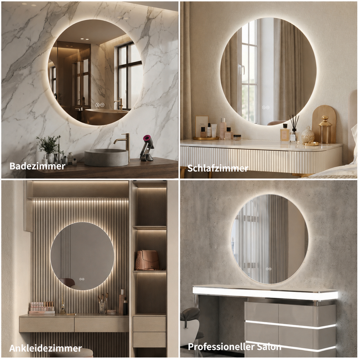 Round LED Bathroom Mirror 80 cm - Anti-Fog Dimmable HD Silver Glass