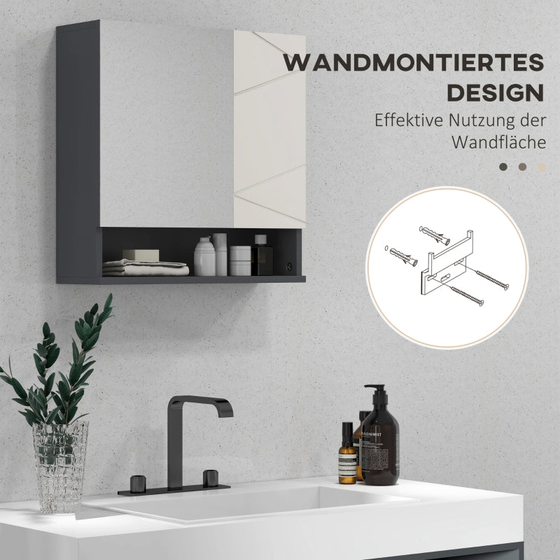 kleankin Mirror Cabinet, Adjustable Shelf, Anti-Fog, Gray