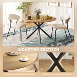 Round Dining Table Ø120 Industrial Steel Legs, Oak