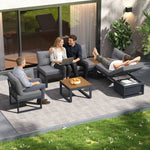 Multi-purpose Garden Furniture Set with Adjustable Backrest, Reclining Function and Storage, Dark Grey