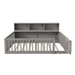 Daybed Sofa Bed 140x200cm with Bedside Storage Railing, Grey Pine Wood