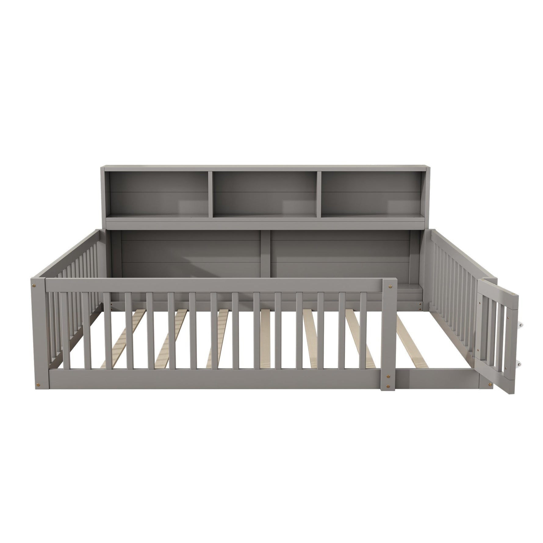 Daybed Sofa Bed 140x200cm with Bedside Storage Railing, Grey Pine Wood