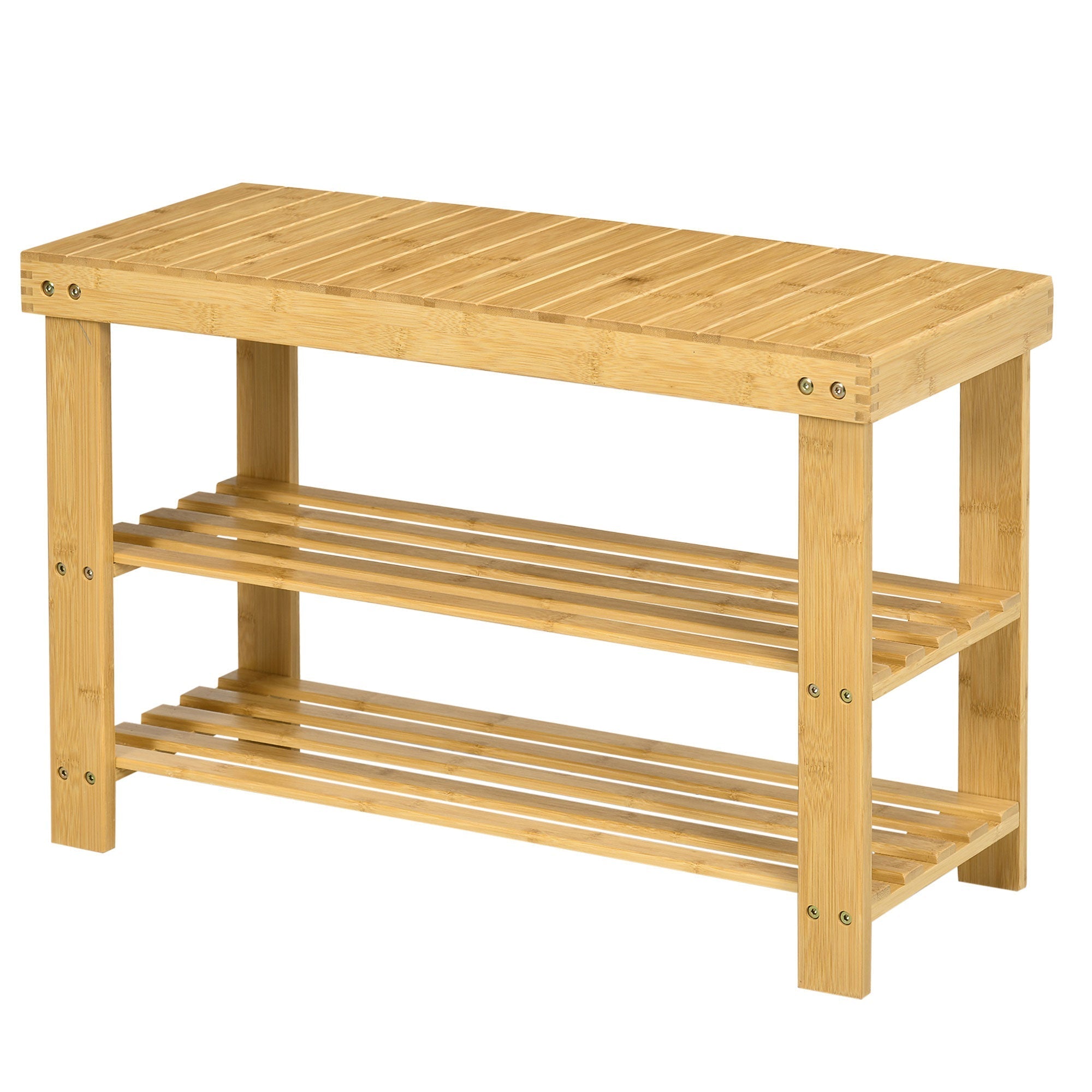Bamboo Shoe Bench, 3-Tier 6 Pairs 70x28x45cm, Natural
