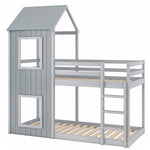 Bunk Bed 90x200cm House Bed with Ladder and Canopy Solid Wood Grey