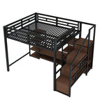Loft Bed 140x200 with TV Stand & Power Outlet, Black