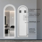 Arched Full-Length Mirror 165x50CM, LED Light, Dimmable 3-Color, Glass