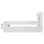 Single Bed with USB Port, Drawers and Storage Cabinet, White