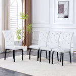 Set of 2 Dining Seats Soft Retro Crocodile Pattern Crystal Clasps White and Black Faux Leather