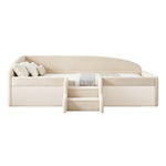 Children's Upholstered Bed 90x190cm with Steps, Beige Velvet