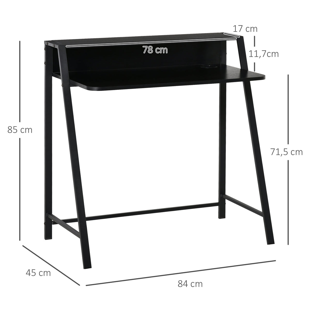 Computer Desk with Storage, Cable Management, Metal Black