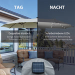 Parasol 4.5m Double LED Solar Garden Umbrella Light Grey Black