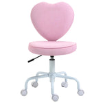 Swivel Chair Executive Computer Chair, Height Adjustable Heart-Shaped Upholstery, Pink Linen Fabric
