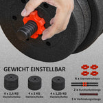 Dumbbell Set 20 kg adjustable with barbell for strength training and weight lifting