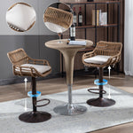 Modern Bar Stool Set of 2, Adjustable with Footrest, Beige