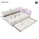 Daybed Sofa Bed 140x200cm Pull-out Bed Storage LED USB/Type-C - Linen Beige