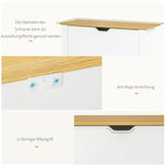 Shoe Cabinet with 2 Doors for 12 Pairs, White+Natural