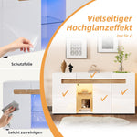 Sideboard 3-Door LED Control 140x40x70cm High-Gloss White