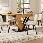 Extendable Dining Table with Internal Leaves and Seats 4-6, Wood Grain Finish