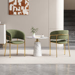 Modern Chairs with Angled Legs and Adjustable Feet, Green Corduroy Fabric (Set of 2)