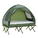 Elevated Camping Bed Dome Tent & Air Mattress with Pump, Taffeta, Green