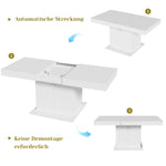 Extendable Dining Table with Storage and Automatic Telescopic Function, White
