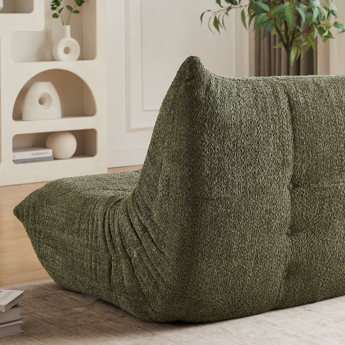 Chenille Togo Sofa, Armless Floor Lounge Chair with High-Density Memory Foam, Chenille Fabric