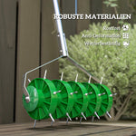 Lawn Aerator 45cm Wide Manual with 30 Iron Spikes
