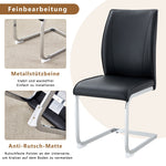 Chairs (Set of 4), Comfortable with Silver Metal Legs, Black PU