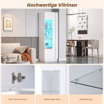 Cabinet, 60x40x180cm High-Gloss Display with LED Lighting, White Acrylic