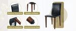 Minimalist Dining Chairs Set of 4, PU Leather and Metal Legs, Black and Walnut finish
