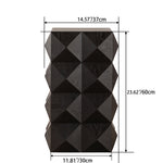 Retro Side Table - 60CM Height, Embossed Pattern, Wooden, Black