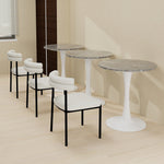 Coffee Table 27.6-inch Round Marble Top Mid-Century Modern - White/Gray Veined Finish