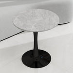 Coffee Table Mid-Century Modern Round Marble Top 27.6-inch - Black