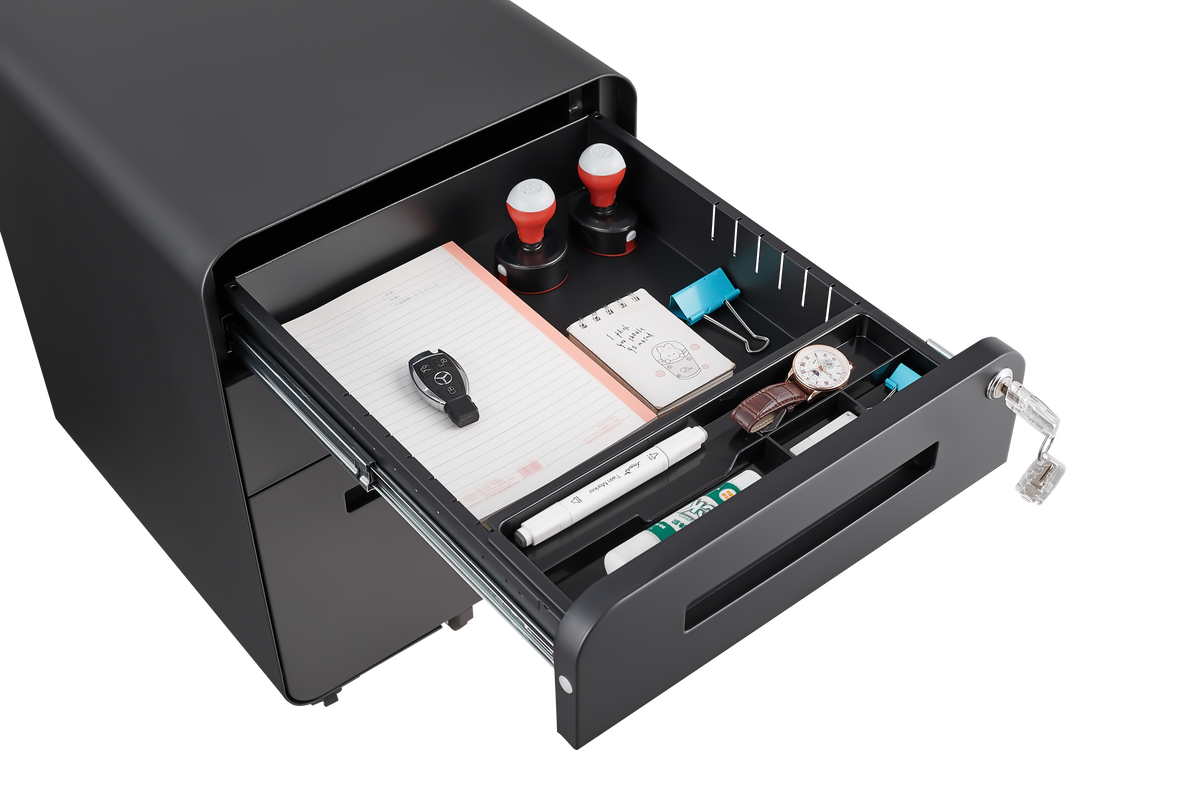 Mobile File Cabinet 3 Drawer Legal/Letter/A4 Under Desk Steel Black