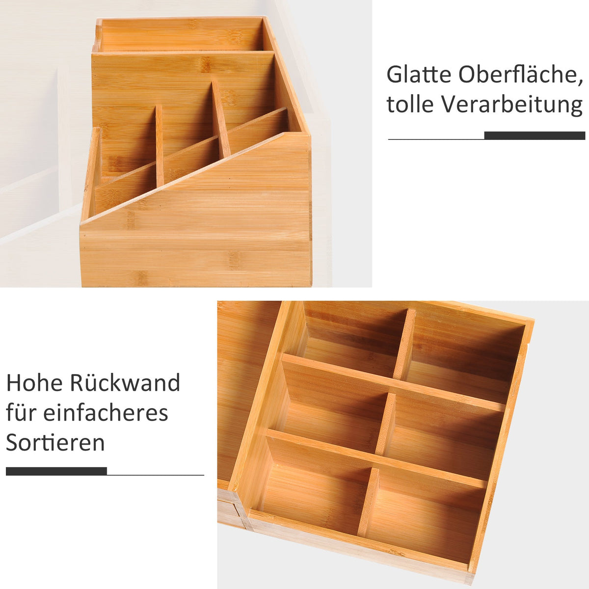 Desk organizer office storage box with 2 drawers, natural