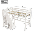 Solid Wood Bed 90*200, Storage Stairs, Children's Youth Single, White