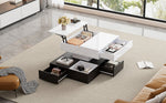 Coffee Table, 360° Rotating Top, 3 Drawers, Liftable, White & Black