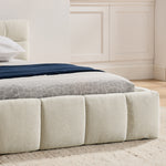 Double Bed 160x200cm Soft Quilted Frame - Beige Chenille