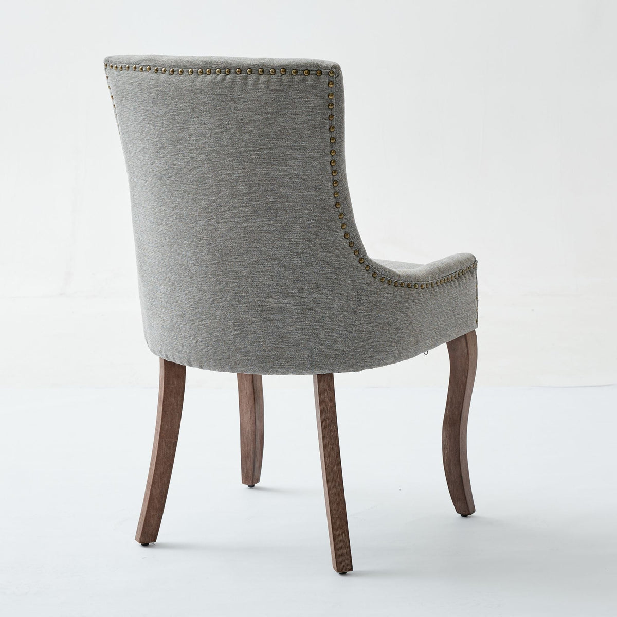 A&A Furniture Ultra Side Dining Chair with Thickened Fabric and Solid Wood Legs, Set of 2, Gray