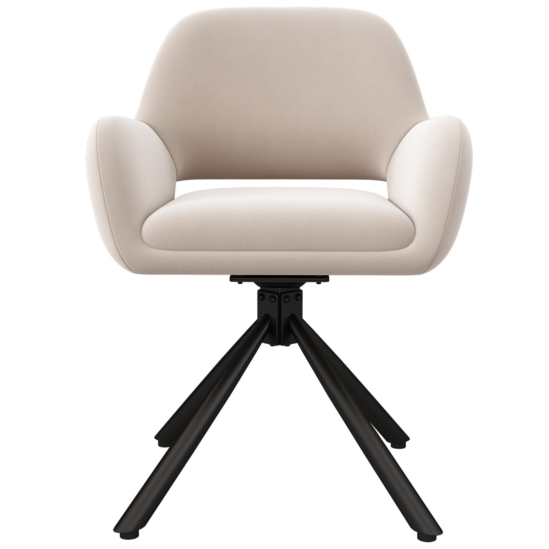 Swivel Dining Chair Set of 4 with Handrails, Modern and Simple, Beige Velvet