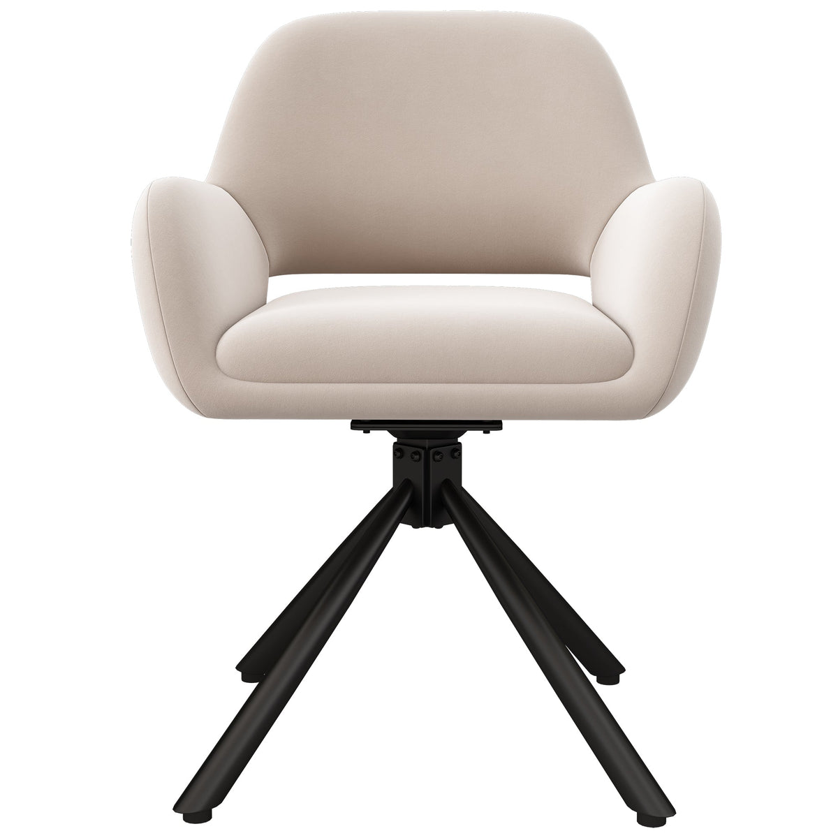 Dining Chair Set of 6 Swivel Modern With Handrails Velvet Beige