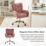 005 Swivel Chair Height-Adjustable Home Office Gold Legs, Velvet Pink